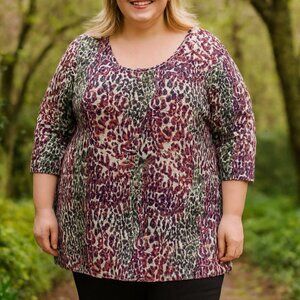 Ulla Popken Leopard Pattern 28/30 Women's Tunic Top 100% Cotton